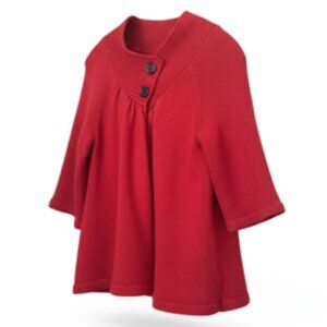 Knit Swing Cardigan Jacket Kenneth Cole, Size M-L, Boho, 3 Season, Red, Spring